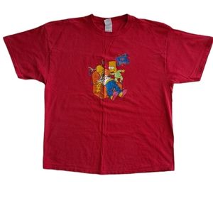 Vintage Christmas Simpsons XXL red t shirt with Homer and Bart